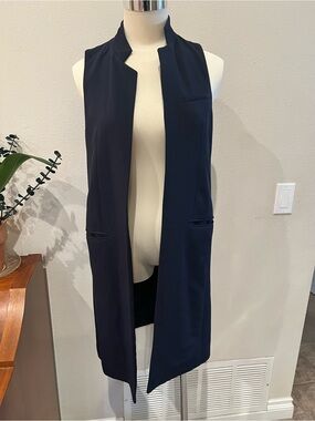 Zara Womens Navy Blue Sleeveless Long Vest Size XS 100% Polyester